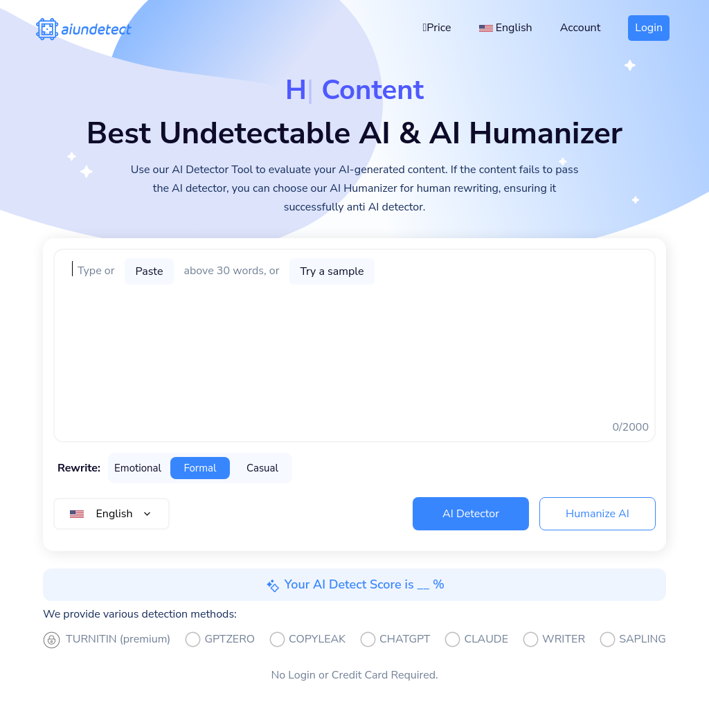 Script Undect AI Undetect - 不可检测的AI人性化工具,反AI检测器