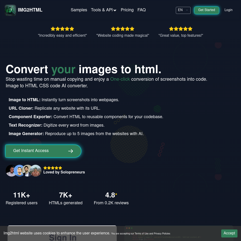 IMG2HTML - 이미지를 HTML 코드로 변환하는 AI 도구 - IMG2HTML