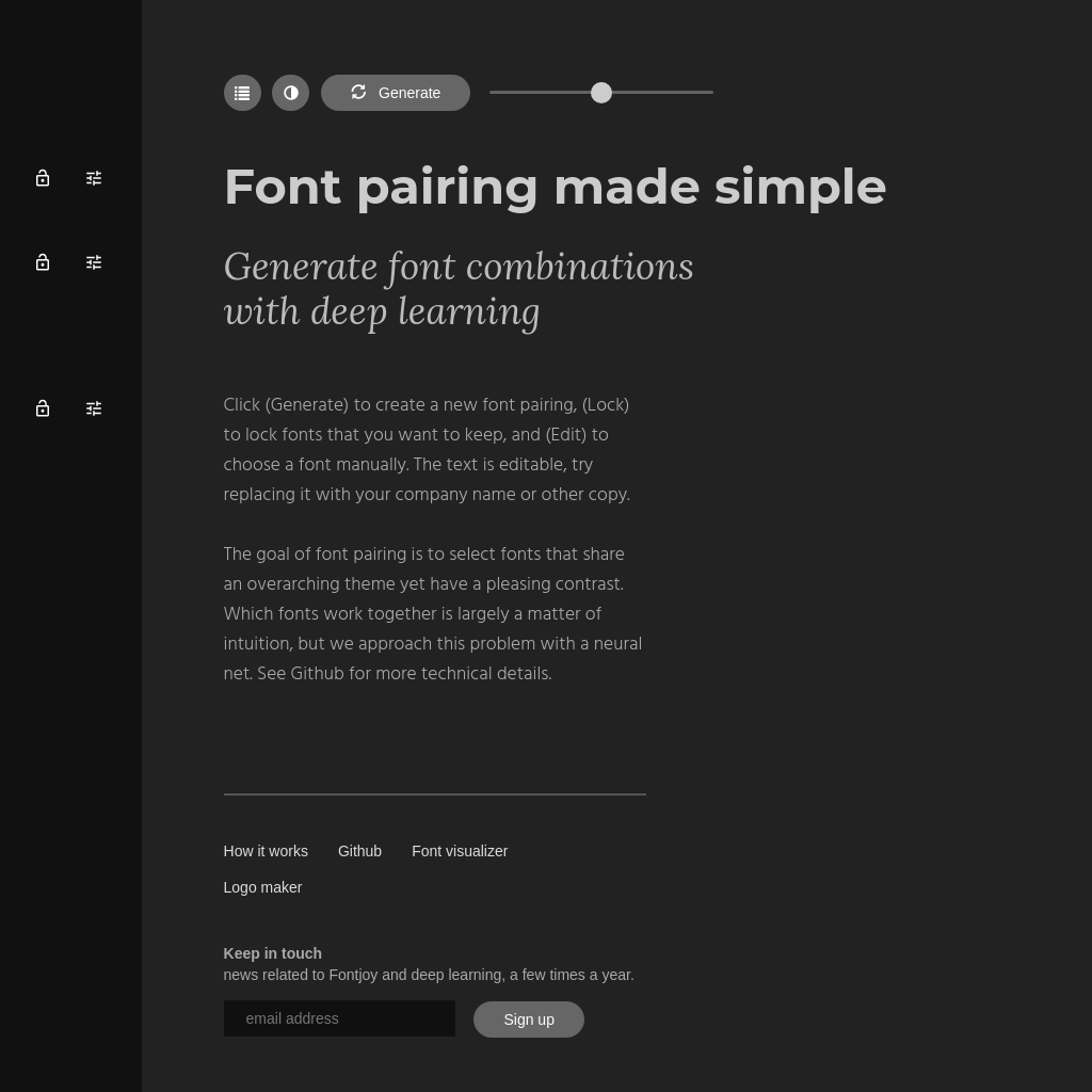 Fontjoy Générateur de combinaisons de polices avec des réseaux neuronaux