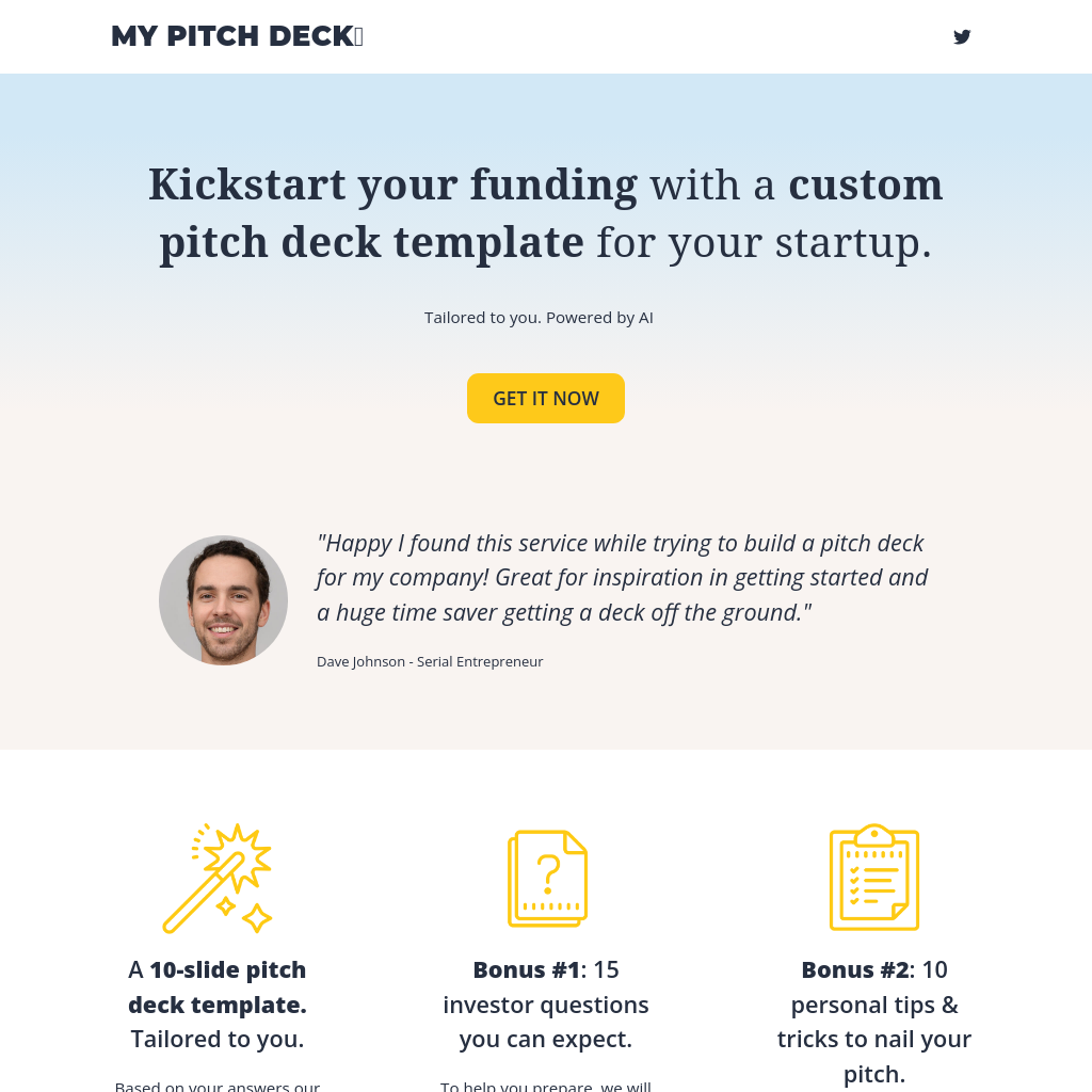 My Pitch Deck - AI 기반 스타트업 피치 덱 템플릿