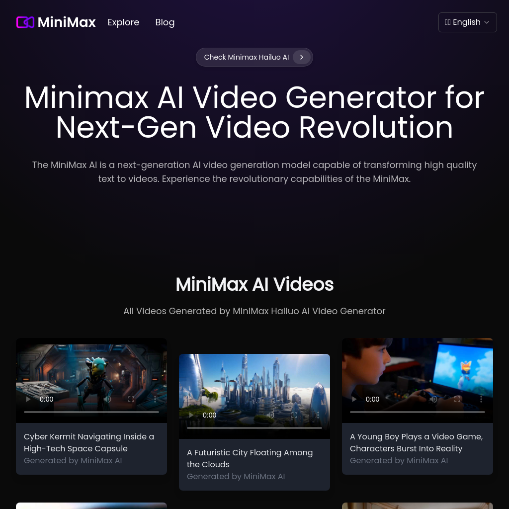 Minimax AI - Minimax Hailuo AI: Next-Gen Video Generation