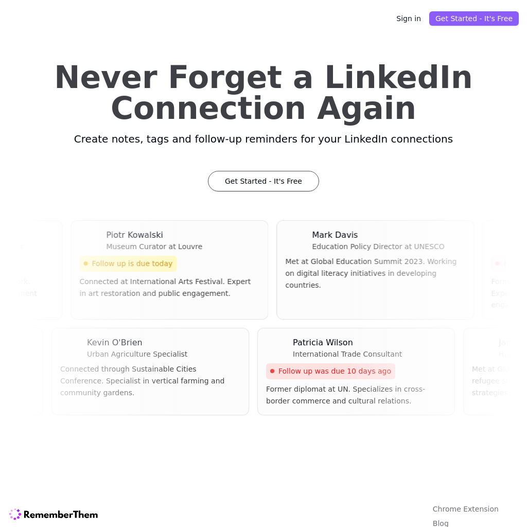 Remember Them — LinkedIn 연결을 잊지 마세요 | AIToolly