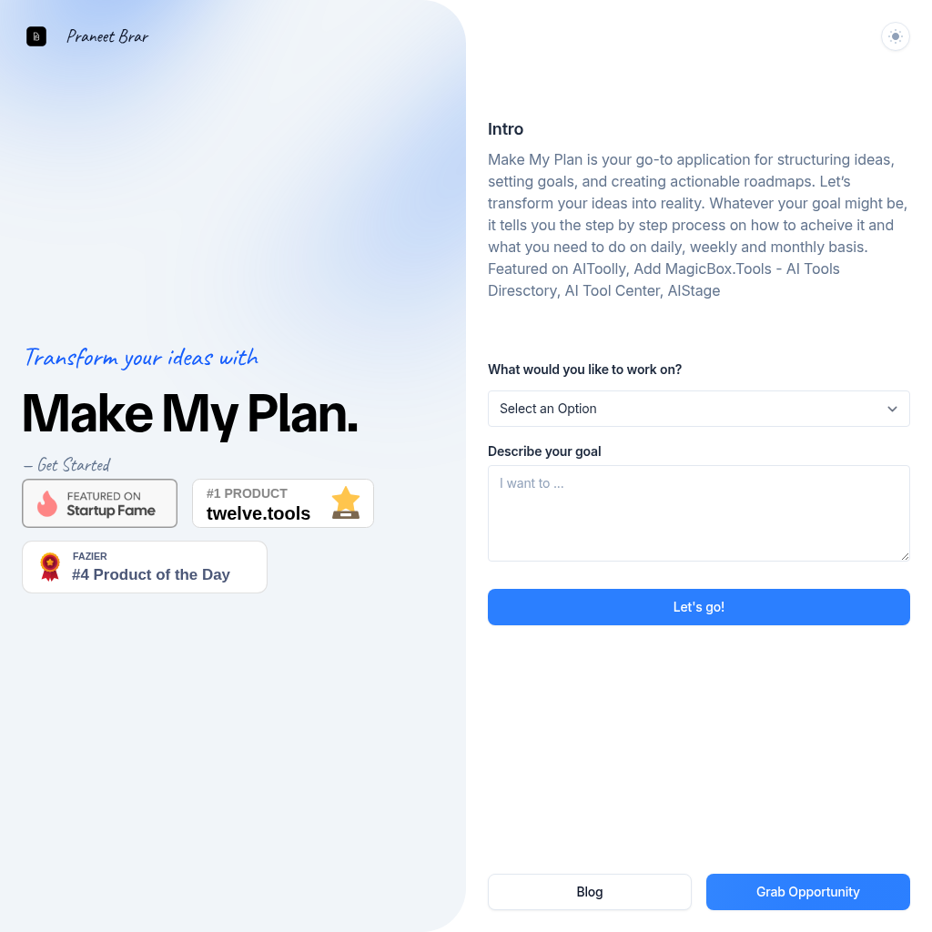 Make My Plan — Make My Plan应用程序 | AIToolly