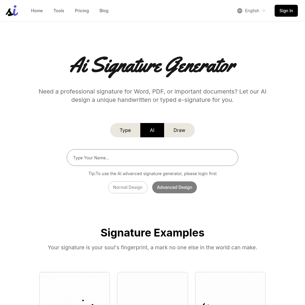 Signature Bot signature generator — AI电子签名生成器,快速生成个性签名 | AIToolly
