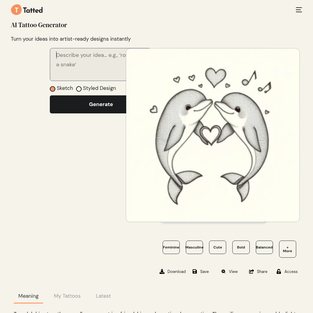 Tatted - AI Tattoo Generator - Design Custom Tattoo Art Instantly