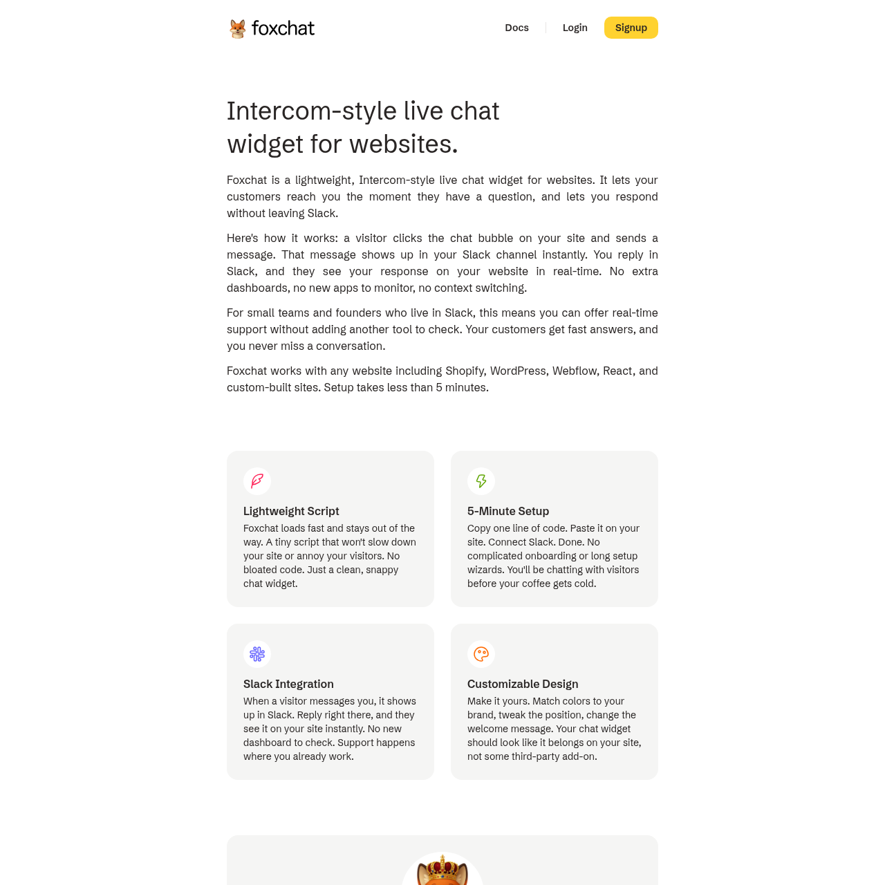 Foxchat - Foxchat: Lightweight Intercom-Style Live Chat Widget for