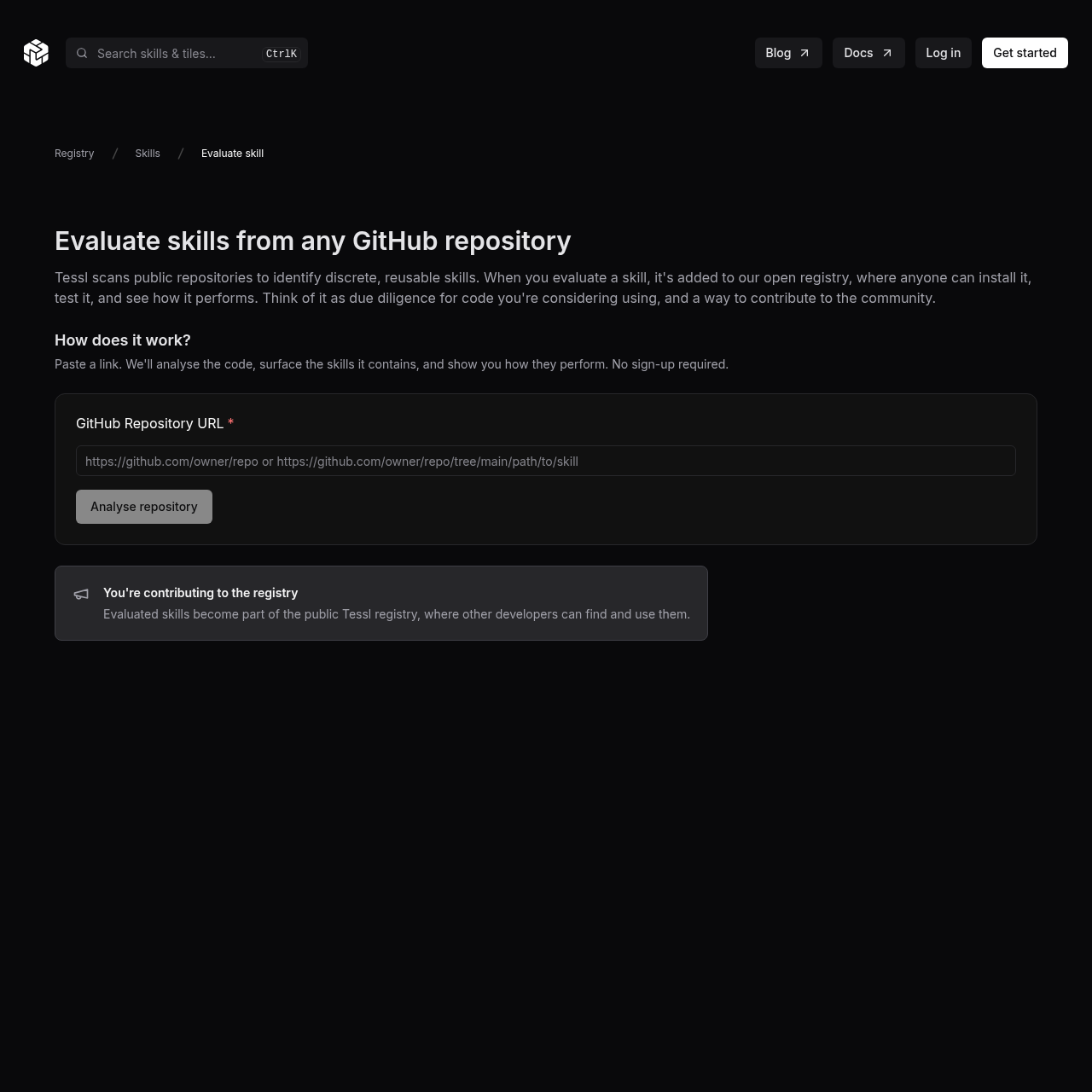 Tessl - Tessl Skill Evaluation: Analyze and Registry GitHub Repository ...