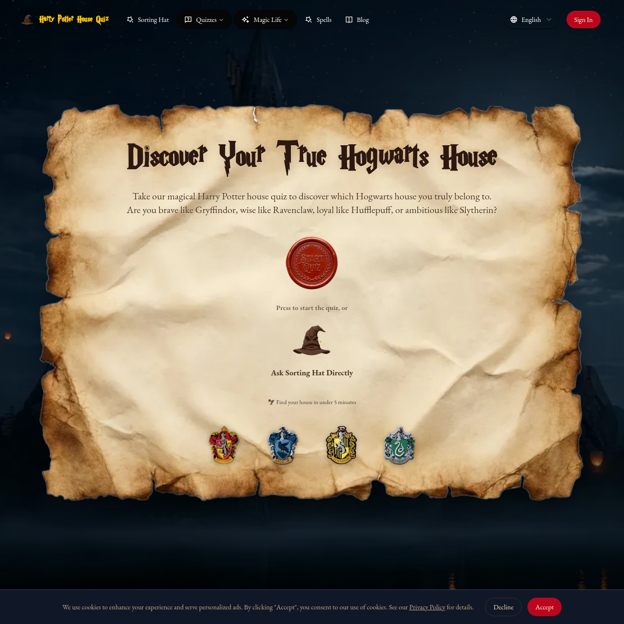 Harry Potter House Quiz ORG - Harry Potter House Quiz: Discover Your ...