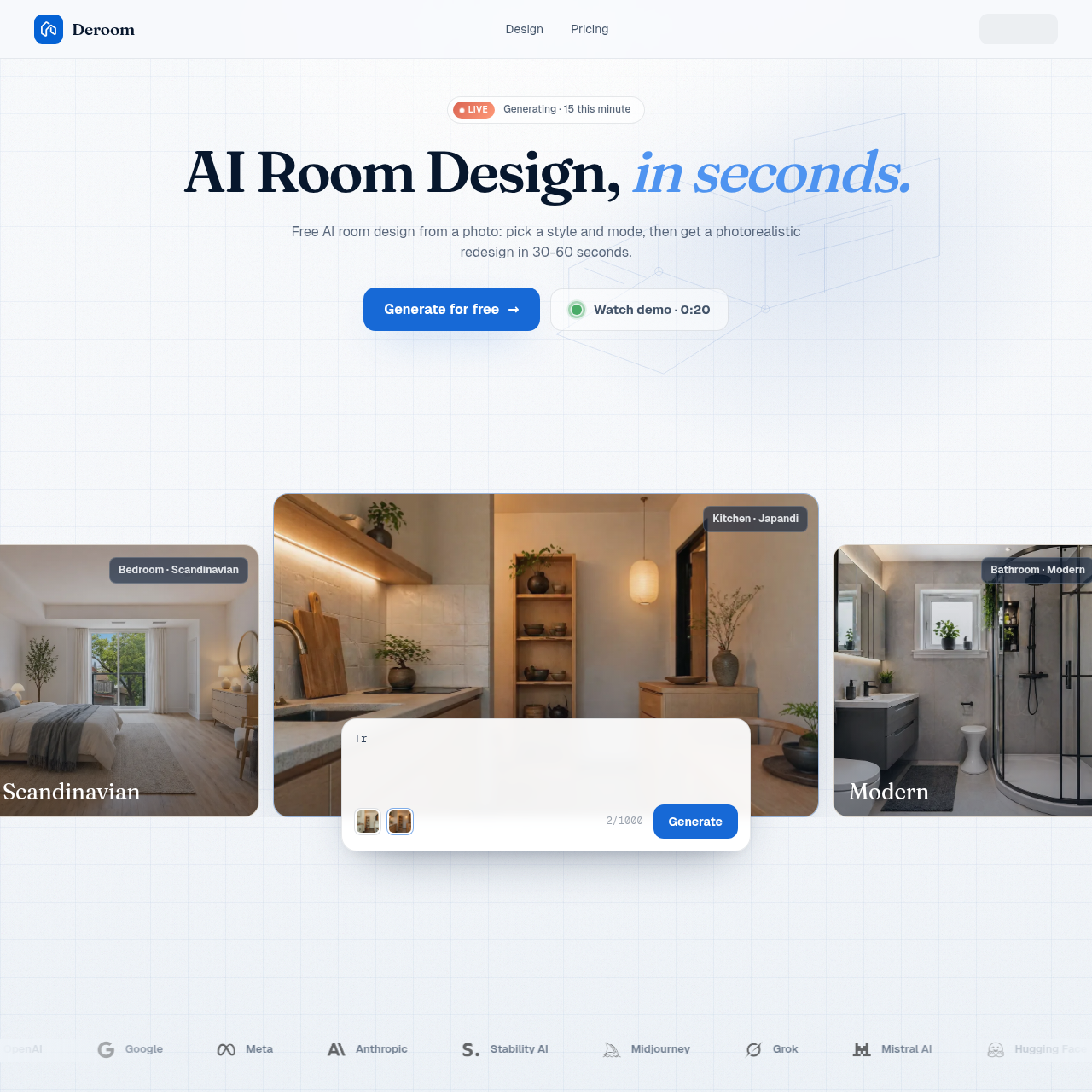Deroom AI — Deroom:基于AI照片生成的极速室内装修设计与空间改造工具 | AIToolly
