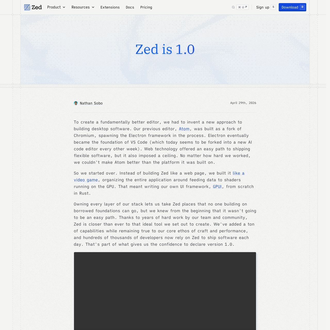 Zed 1.0 — Zed 1.0：基于 Rust 构建的高性能、AI 原生代码编辑器全方位解析 | AIToolly